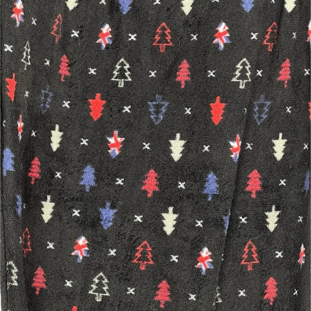 English Laundry Mens XL Pajama Pants Black Fleece Christmas Tree Union Jack Soft